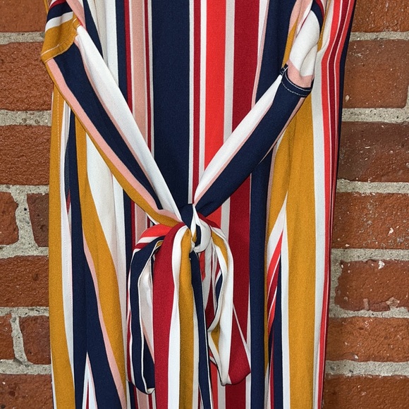 Halogen Dress Wrap Tie Back Multi Color Striped Size Small - Picture 7 of 7